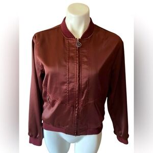Abercrombie And Fitch Women's Chocolate Burgundy Bomber Jacket Size Small